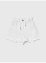 Dječje lanene kratke hlače United Colors of Benetton boja: bijela, bez uzorka, podesivi struk
