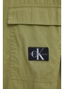 Pamučna košulja Calvin Klein Jeans za muškarce, boja: zelena, relaxed, s klasičnim ovratnikom, J30J325249