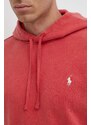 Pamučna dukserica Polo Ralph Lauren za muškarce, boja: crvena, s kapuljačom, bez uzorka, 710916690