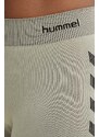 Kratke hlače za trening Hummel First Seamless boja: bež, s tiskom, visoki struk, 212556