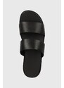 Kožne natikače Calvin Klein DOUBLE STRAP za muškarce, boja: crna, HM0HM01414