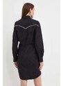 Pamučna haljina Pinko boja: crna, mini, uska, 103737 A1XO