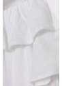 Dječja majica od mješavine lana United Colors of Benetton boja: bijela, s otvorenim ramenima