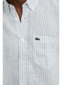Lanena košulja Lacoste regular, s button-down ovratnikom