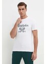 Pamučna majica Polo Ralph Lauren za muškarce, boja: bež, s tiskom, 710939648