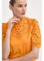 Pamučna majica Morgan DULIE za žene, boja: narančasta, bez uzorka, DULIE