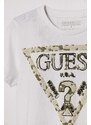 Dječja pamučna majica kratkih rukava Guess boja: bijela, s tiskom