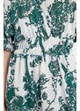 Trendyol Green Floral A-Line Double-Breasted Midi Woven Dress
