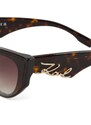 Karl Lagerfeld Sunčane naočale ' AUSGESCHNITTENES SIGNATUR-LOGO ' smeđa / zlatna