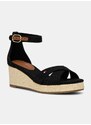 Sandale Tommy Hilfiger FLAG CRISS-CROS MID WEDGE ESPAD boja: crna, FW0FW08481