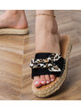 Gemre Black espadrille flip-flops with a bow Kartis