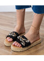 Gemre Black espadrille flip-flops with a bow Kartis
