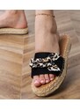 Gemre Black espadrille flip-flops with a bow Kartis