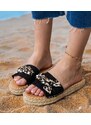 Gemre Black espadrille flip-flops with a bow Kartis
