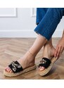 Gemre Black espadrille flip-flops with a bow Kartis