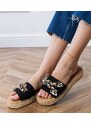 Gemre Black espadrille flip-flops with a bow Kartis