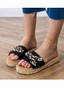 Gemre Black espadrille flip-flops with a bow Kartis