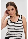 Marisse Black And White Striped Top