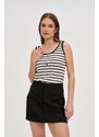 Marisse Black And White Striped Top