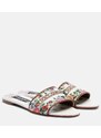 Dolce&Gabbana Floral leather-trimmed slides