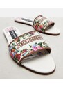 Dolce&Gabbana Floral leather-trimmed slides