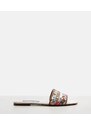 Dolce&Gabbana Floral leather-trimmed slides