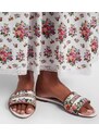 Dolce&Gabbana Floral leather-trimmed slides